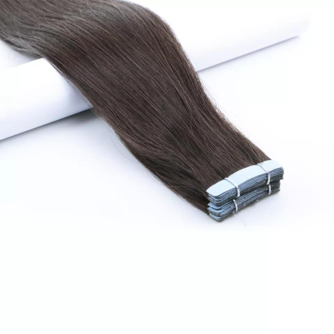 Dark Brown Straight Tape-In Hair Extensions - 100% Human Remy Hair