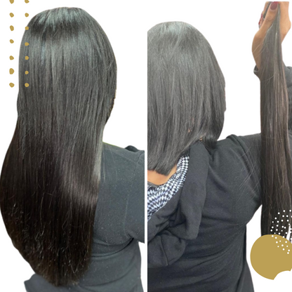 Natural Black Straight Tape-In Hair Extensions - 100% Human Remy Hair