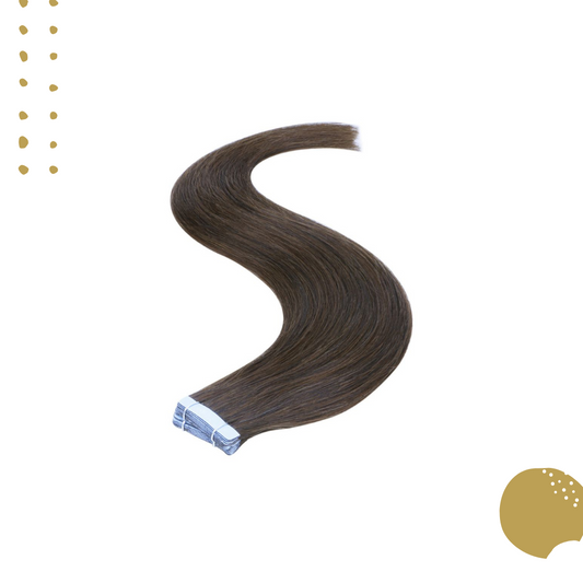 Dark Brown Straight Tape-In Hair Extensions - 100% Human Remy Hair