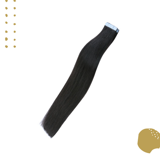 Natural Black Straight Tape-In Hair Extensions - 100% Human Remy Hair